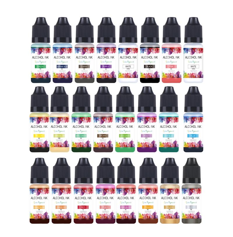 Resin Pigment Alcohol Ink - 10ml/şişe 22 renk alkol mürekkep epoksi