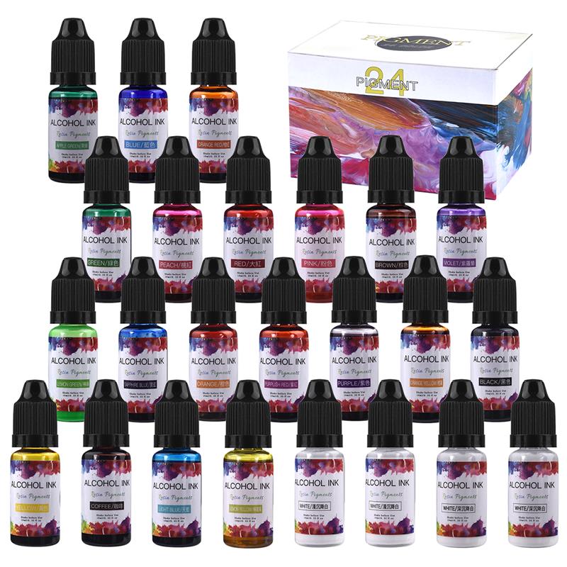 Resin Pigment Alcohol Ink - 24 renk/Set 10ml reçine Pigment sanat