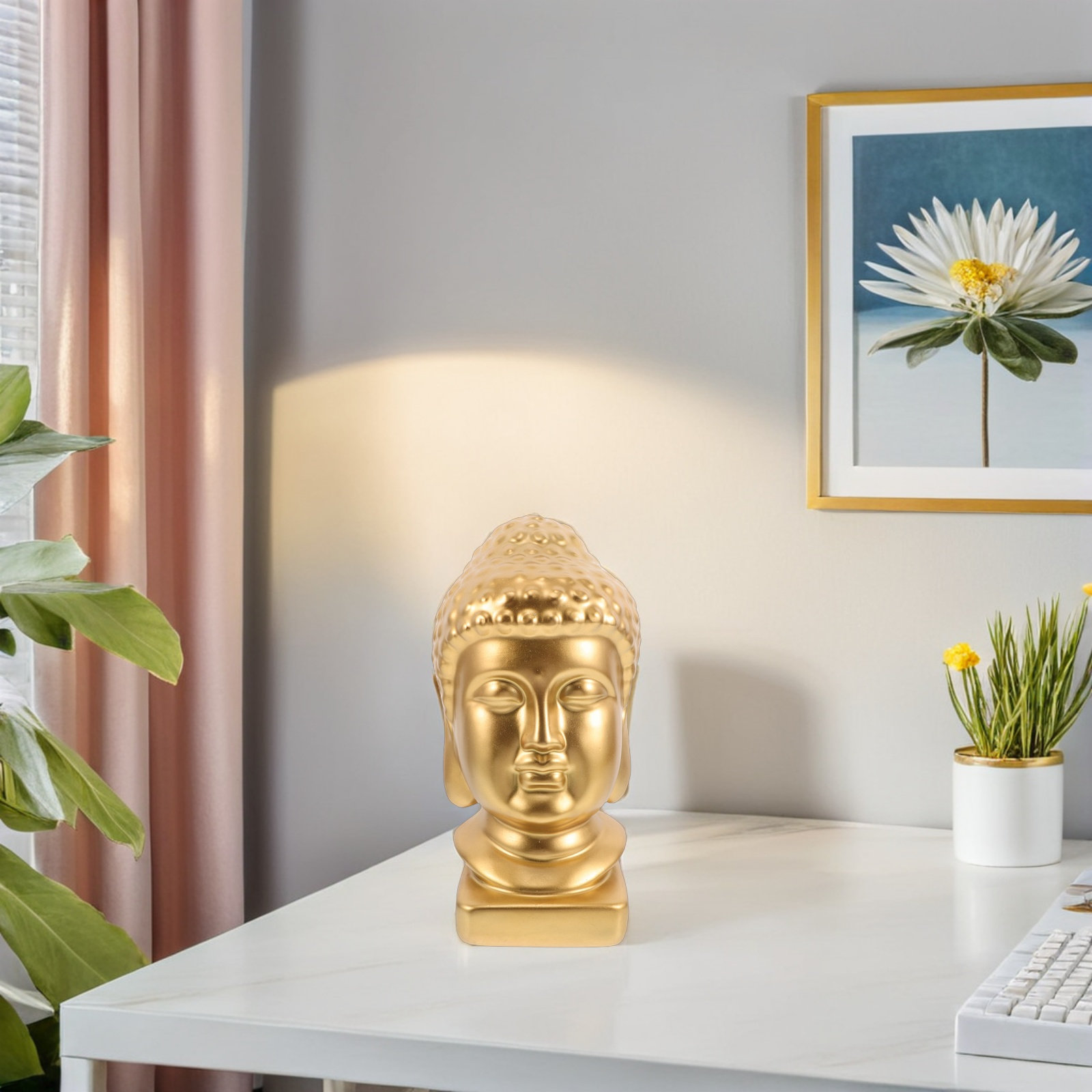 Resin Art And Decor - Reçine Buda Başı Sanat Heykeli Zarif