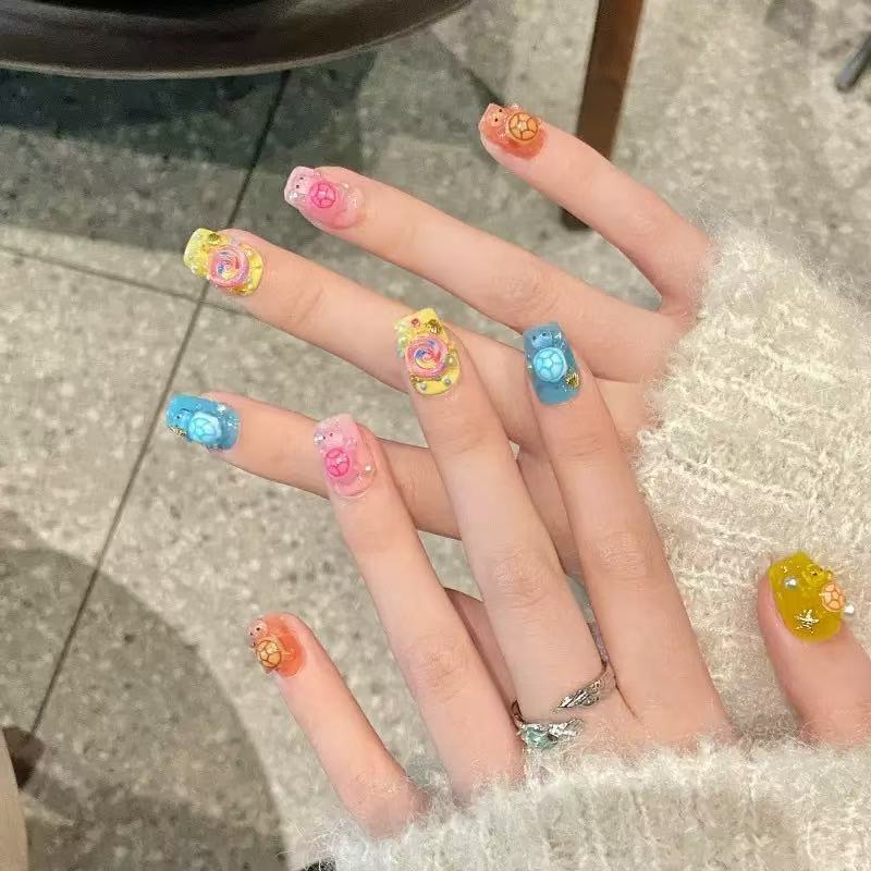 Resin Art And Decor - 100 Mini Renkli Kaplumbağa Reçine Süsleri