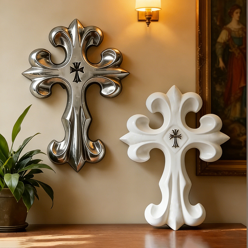 Resin Art Sculptures - Retro çapraz duvar dekoru gotik tarzı