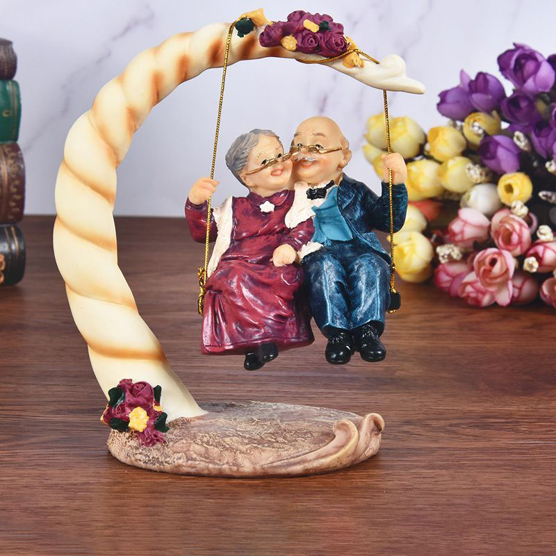 Resin Art Gift For Anniversary - Çin Salıncağı Yaşlı Çiftler Reçine Figürleri