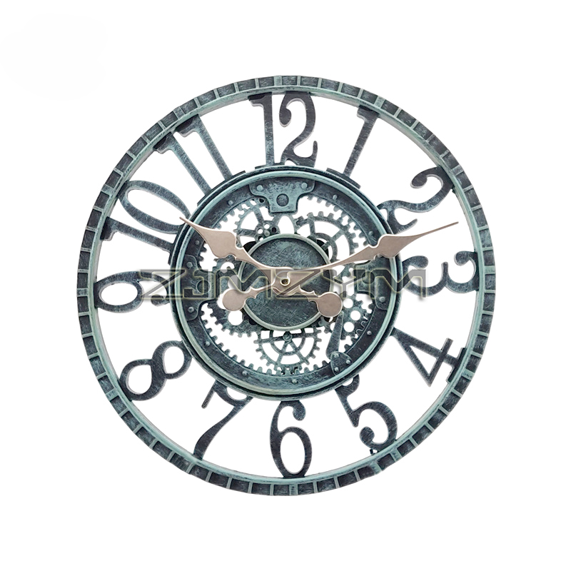 Resin Art Wall Clock - 12 inç kapalı/açık Retro su geçirmez