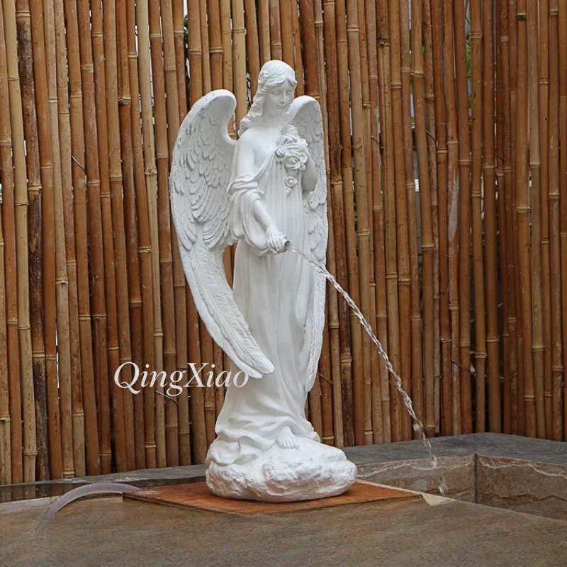 Resin Art Sculptures - Avrupa Melek Heykeli Su Akışlı Süsleme