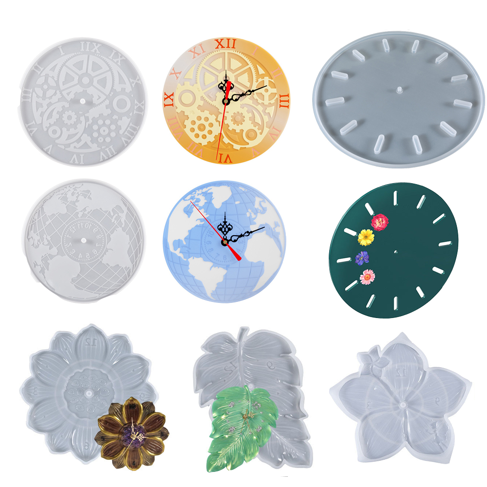 Resin Art Wall Clock - Dünya Haritası Lotus Yaprağı Sakura Saat