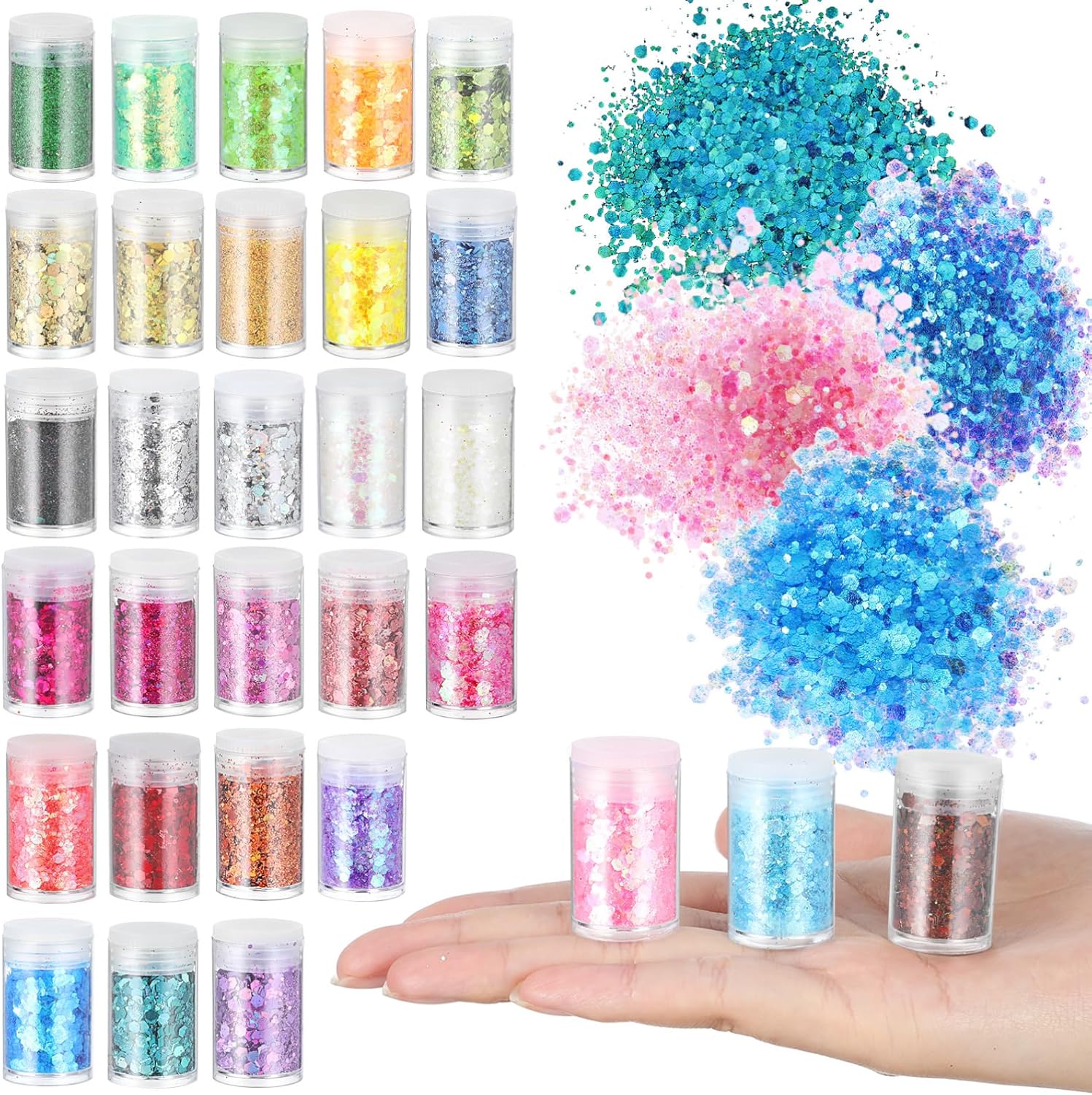 Pearl Powder Resin - Holografik Kalın Sim, 32 Renk Sim,