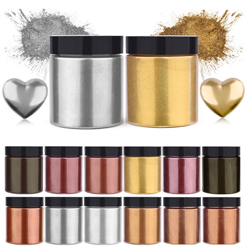 Pearl Powder Resin - 50g pırıltılı metalik altın gümüş renk