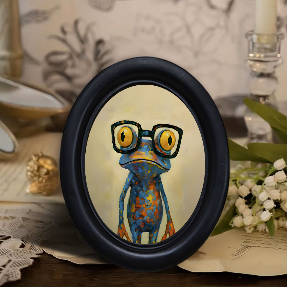 Resin Artist - 1 Adet Trendy Kurbağa Desenli Duvar