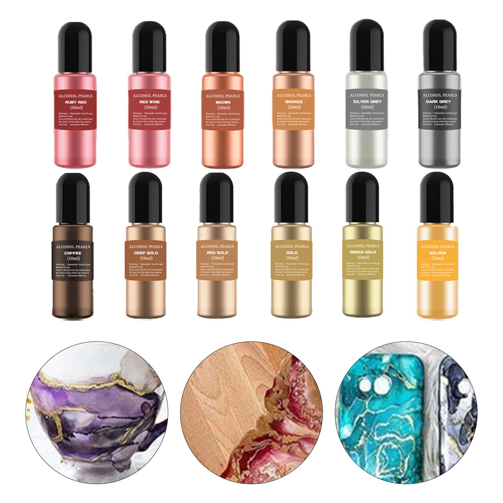 12 şişe metalik alkol mürekkep - Resin Pigment Alcohol Ink incelemesi ve fiyatı