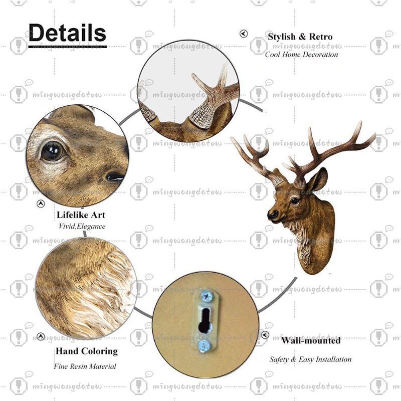 17 inçlik Sahte Geyik Başı, Sa - Resin Art And Decor incelemesi ve fiyatı