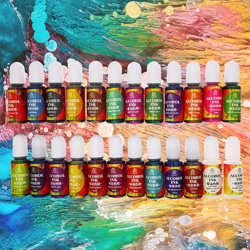 24 renk 10ml sanat mürekkep al - Resin Pigment Alcohol Ink incelemesi ve fiyatı